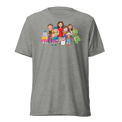 All the Characters Together Unisex Tri-Blend T-Shirt, Roots & Talks - Athletic Grey Triblend
