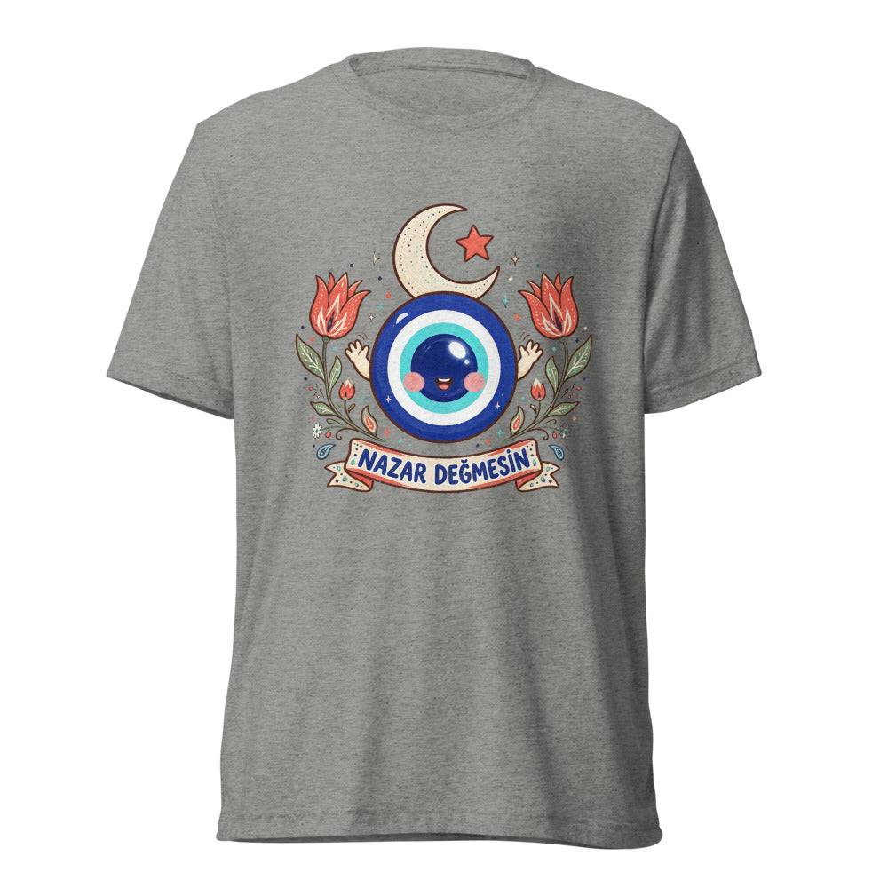 Nazar Değmesin Unisex Tri-Blend T-Shirt, Roots & Talks - Athletic Grey Triblend