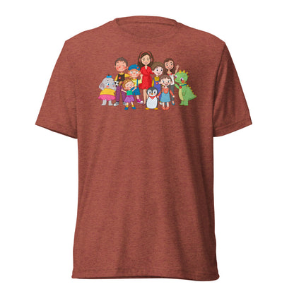 All the Characters Together Unisex Tri-Blend T-Shirt, Roots & Talks - Clay Triblend