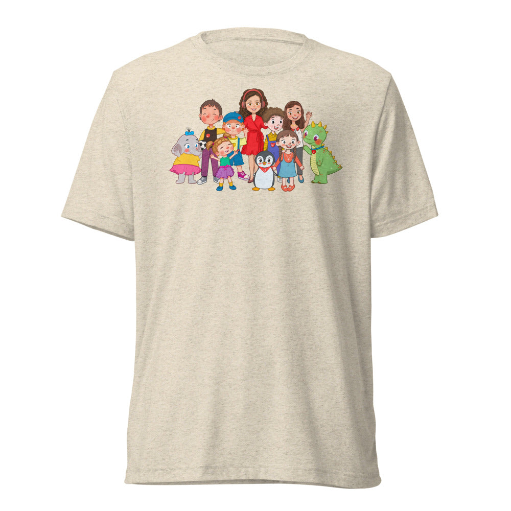 All the Characters Together Unisex Tri-Blend T-Shirt, Roots & Talks - Oatmeal Triblend