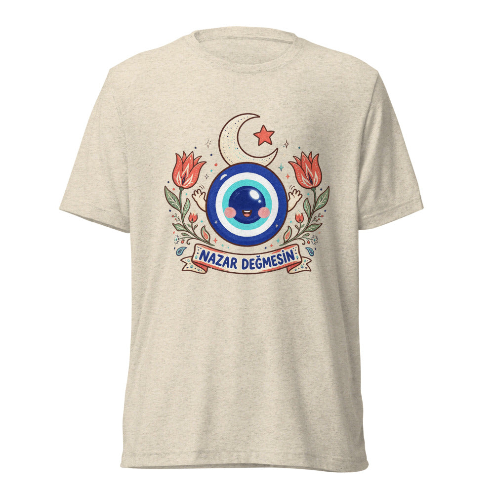 Nazar Değmesin Unisex Tri-Blend T-Shirt, Roots & Talks - Oatmeal Triblend