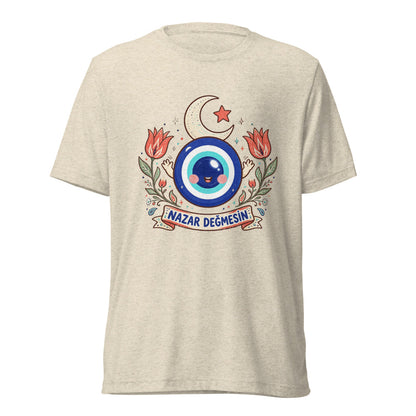 Nazar Değmesin Unisex Tri-Blend T-Shirt, Roots & Talks - Oatmeal Triblend