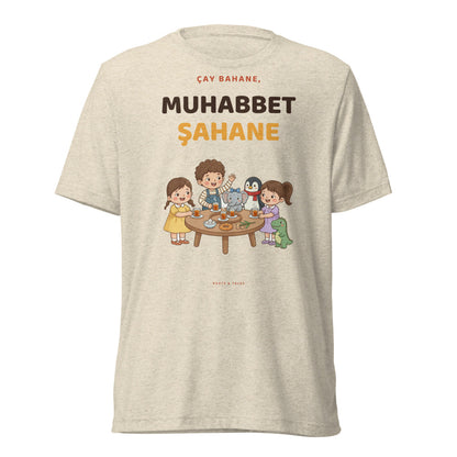 Çay Bahane, Muhabbet Şahane Unisex Tri-Blend T-Shirt, Roots & Talks - Oatmeal Triblend