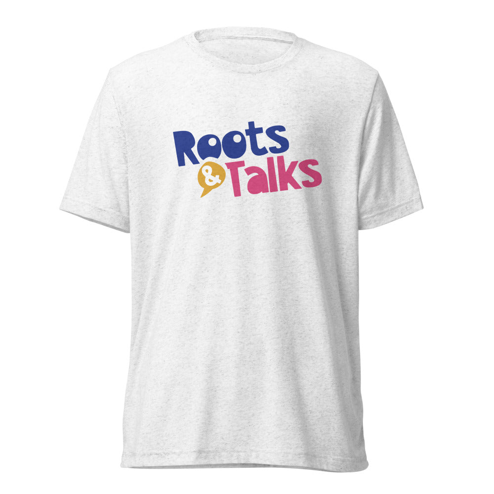 Roots & Talks Logo Unisex Tri-Blend T-Shirt - Solid White Triblend