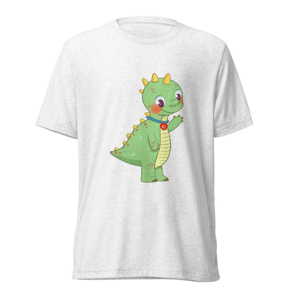 Dino Dinosaur Unisex Tri-Blend T-Shirt, Roots & Talks - Solid White Triblend