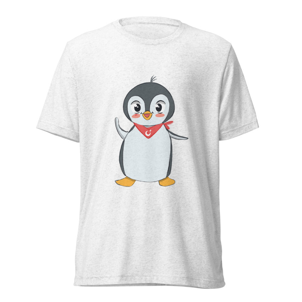 Pingucan Penguin Unisex Tri-Blend T-Shirt, Roots & Talks - Solid White Triblend