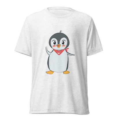 Pingucan Penguin Unisex Tri-Blend T-Shirt, Roots & Talks - Solid White Triblend