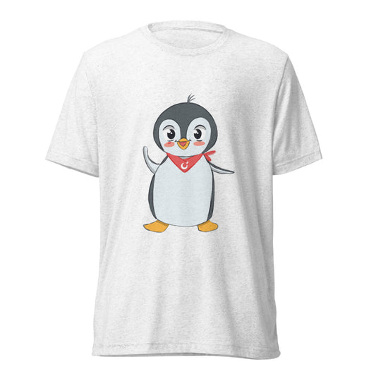 Pingucan Penguin Unisex Tri-Blend T-Shirt, Roots & Talks - Solid White Triblend