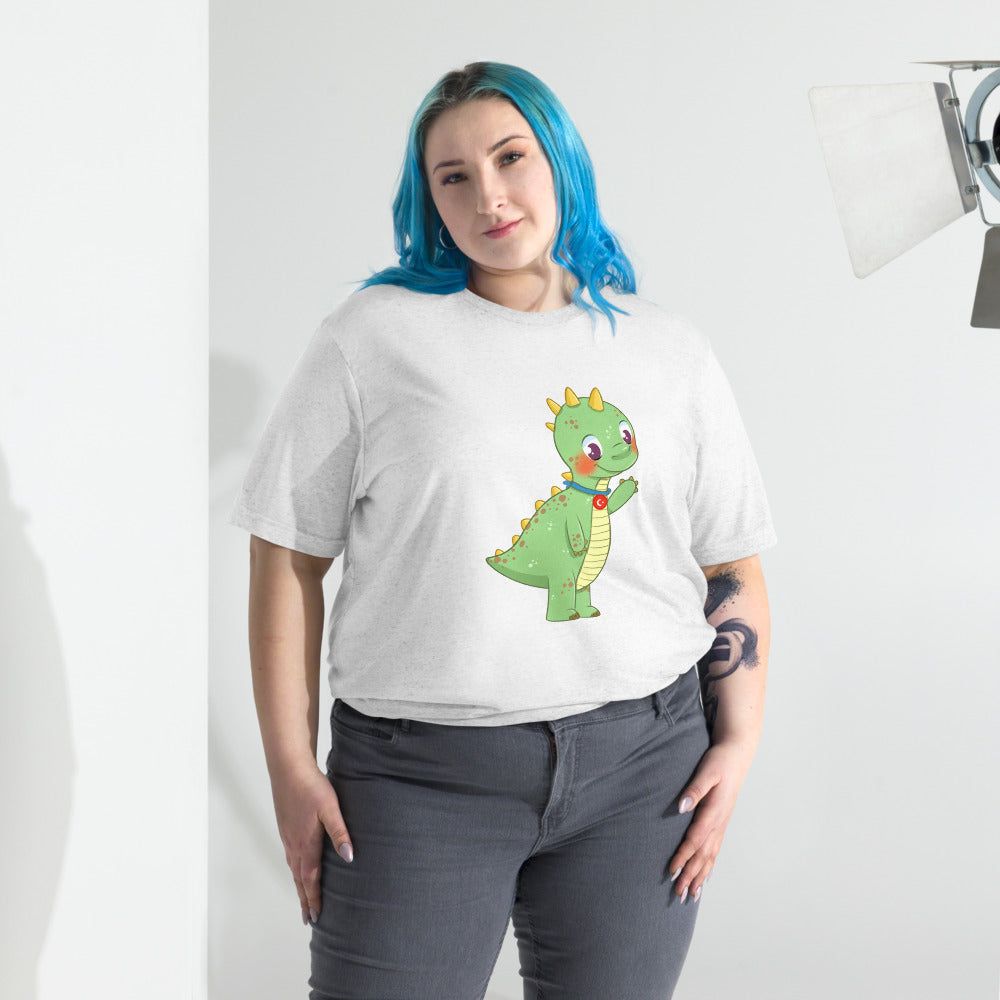 Dino Dinosaur Unisex Tri-Blend T-Shirt, Roots & Talks - lifestyle photo 2
