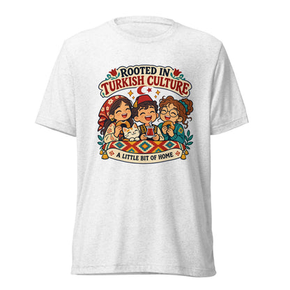 Rooted in Turkish Culture Unisex Tri-Blend T-Shirt, Roots & Talks - Solid White Triblend