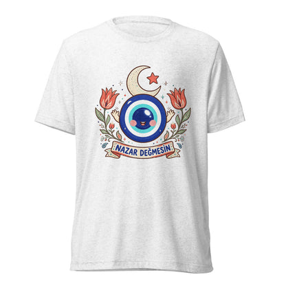 Nazar Değmesin Unisex Tri-Blend T-Shirt, Roots & Talks - Solid White Triblend