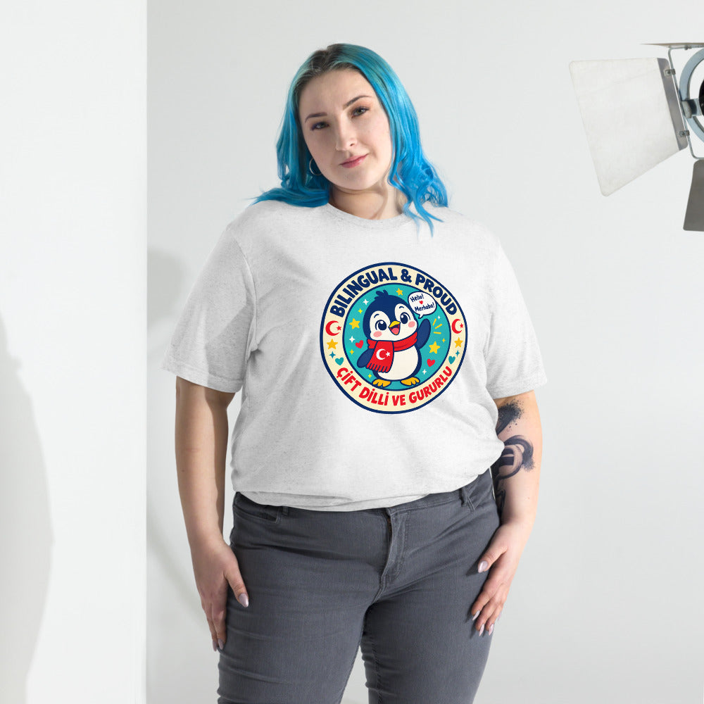 Bilingual & Proud Unisex Tri-Blend T-Shirt, Roots & Talks - lifestyle photo 2