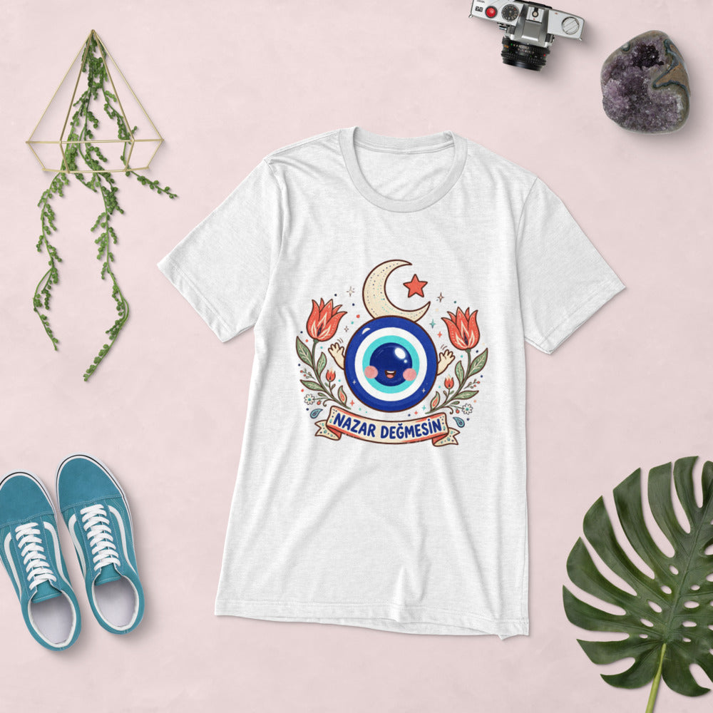 Nazar Değmesin Unisex Tri-Blend T-Shirt, Roots & Talks - lifestyle photo 1