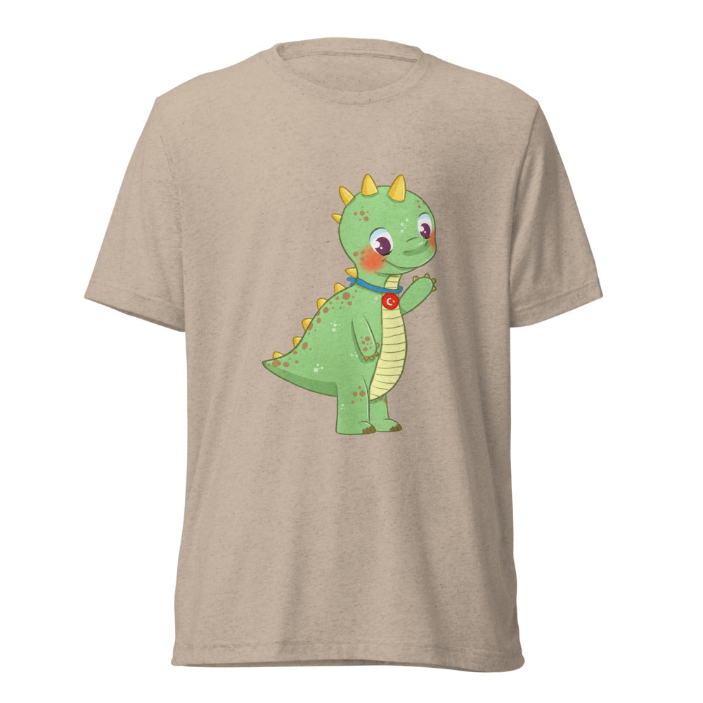 Dino Dinosaur Unisex Tri-Blend T-Shirt, Roots & Talks - Tan Triblend