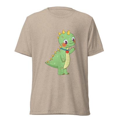 Dino Dinosaur Unisex Tri-Blend T-Shirt, Roots & Talks - Tan Triblend