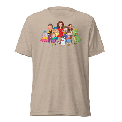 All the Characters Together Unisex Tri-Blend T-Shirt, Roots & Talks - Tan Triblend