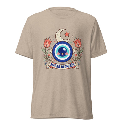 Nazar Değmesin Unisex Tri-Blend T-Shirt, Roots & Talks - Tan Triblend
