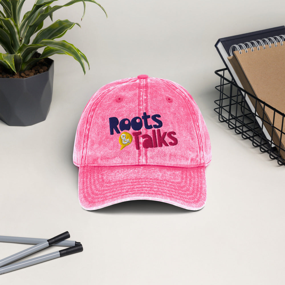 Roots & Talks Logo Embroidered Vintage Dad Hat, Pink - lifestyle photo 2