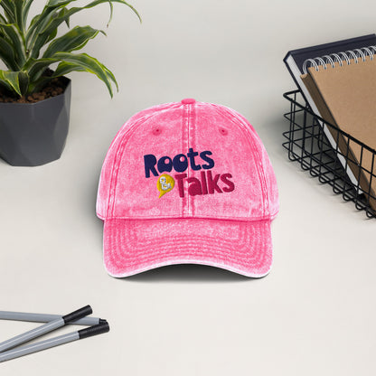 Roots & Talks Logo Embroidered Vintage Dad Hat, Pink - lifestyle photo 2