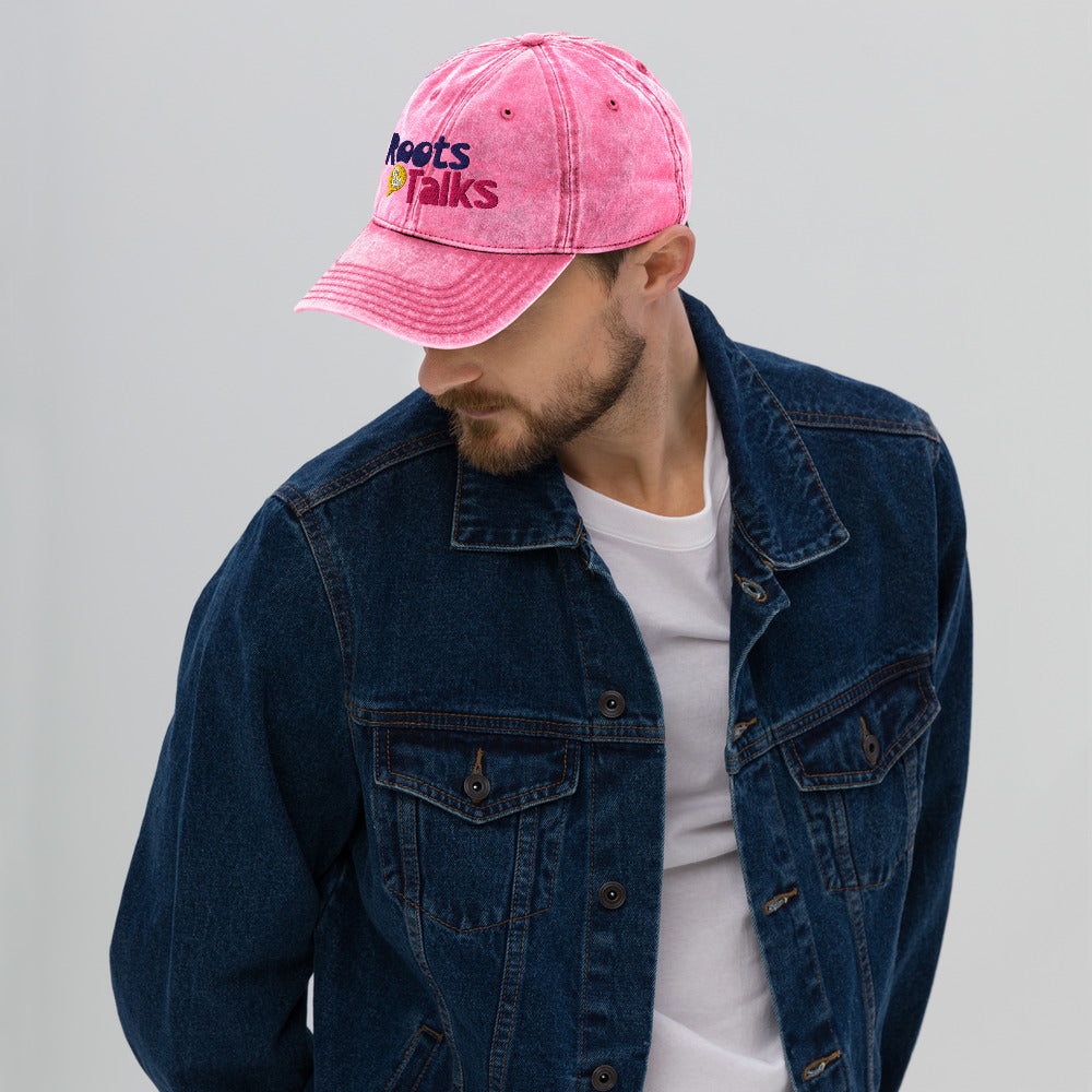 Roots & Talks Logo Embroidered Vintage Dad Hat, Pink - lifestyle photo 3