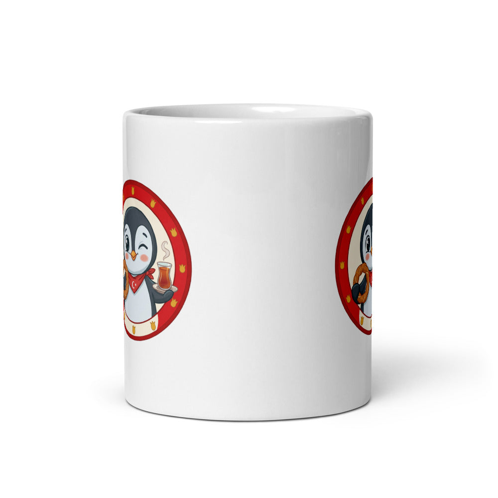 Simit and Tea Badge Mug, 11 oz, Roots & Talks - Front view