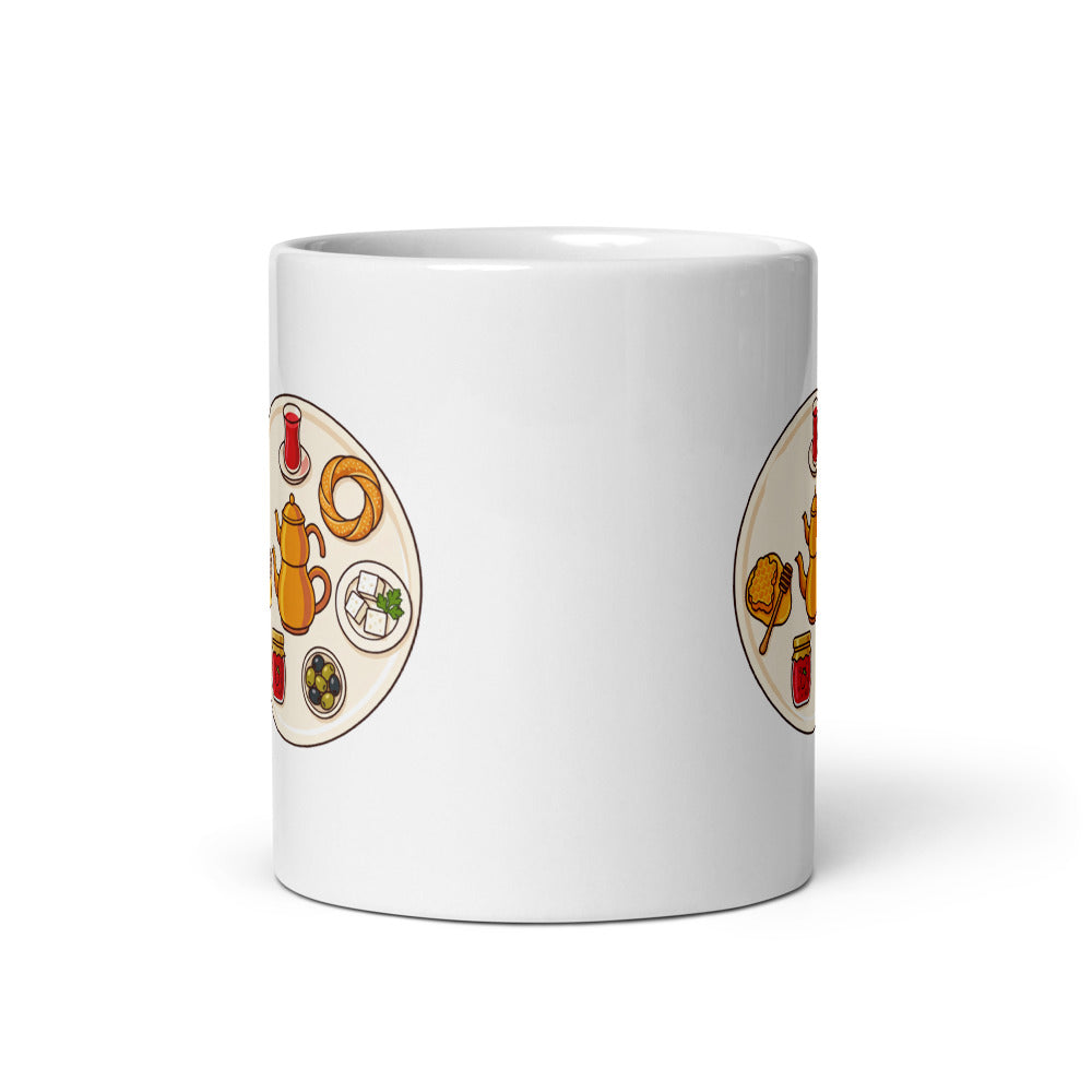 Turkish Breakfast Table Mug, 11 oz, Roots & Talks - Front view