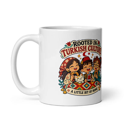 Rooted in Turkish Culture Mug, 11 oz, Roots & Talks - Handle on Left