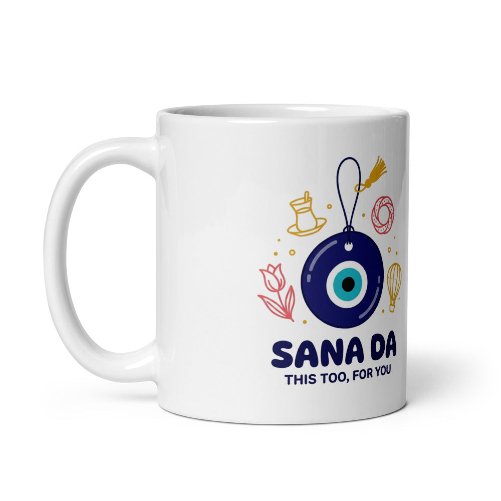 Sana Da Mug, 11 oz, Roots & Talks - Handle on Left