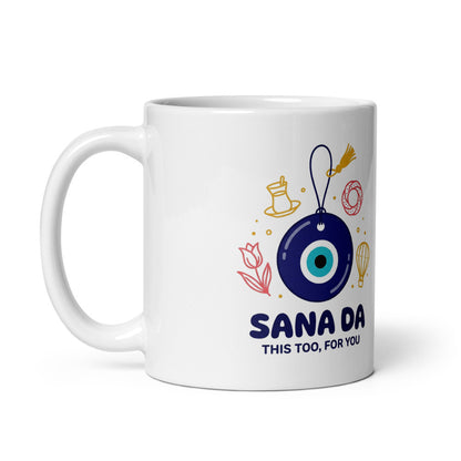 Sana Da Mug, 11 oz, Roots & Talks - Handle on Left