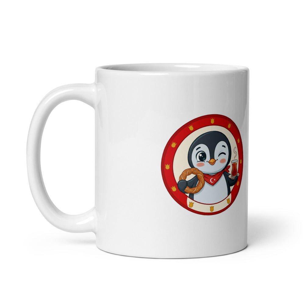 Simit and Tea Badge Mug, 11 oz, Roots & Talks - Handle on Left