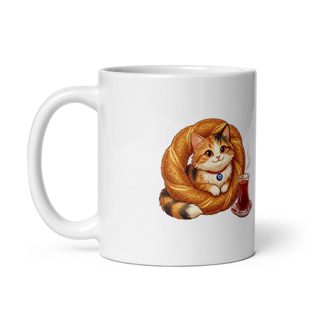 Susam the Simit Kitten Mug, 11 oz, Roots & Talks - Handle on Left