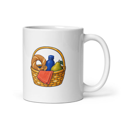 Picnic Basket Mug, 11 oz, Roots & Talks - white glossy ceramic mug mockup