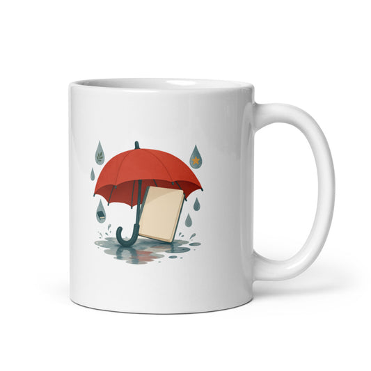 Word Umbrella Mug, 11 oz, Roots & Talks - white glossy ceramic mug mockup
