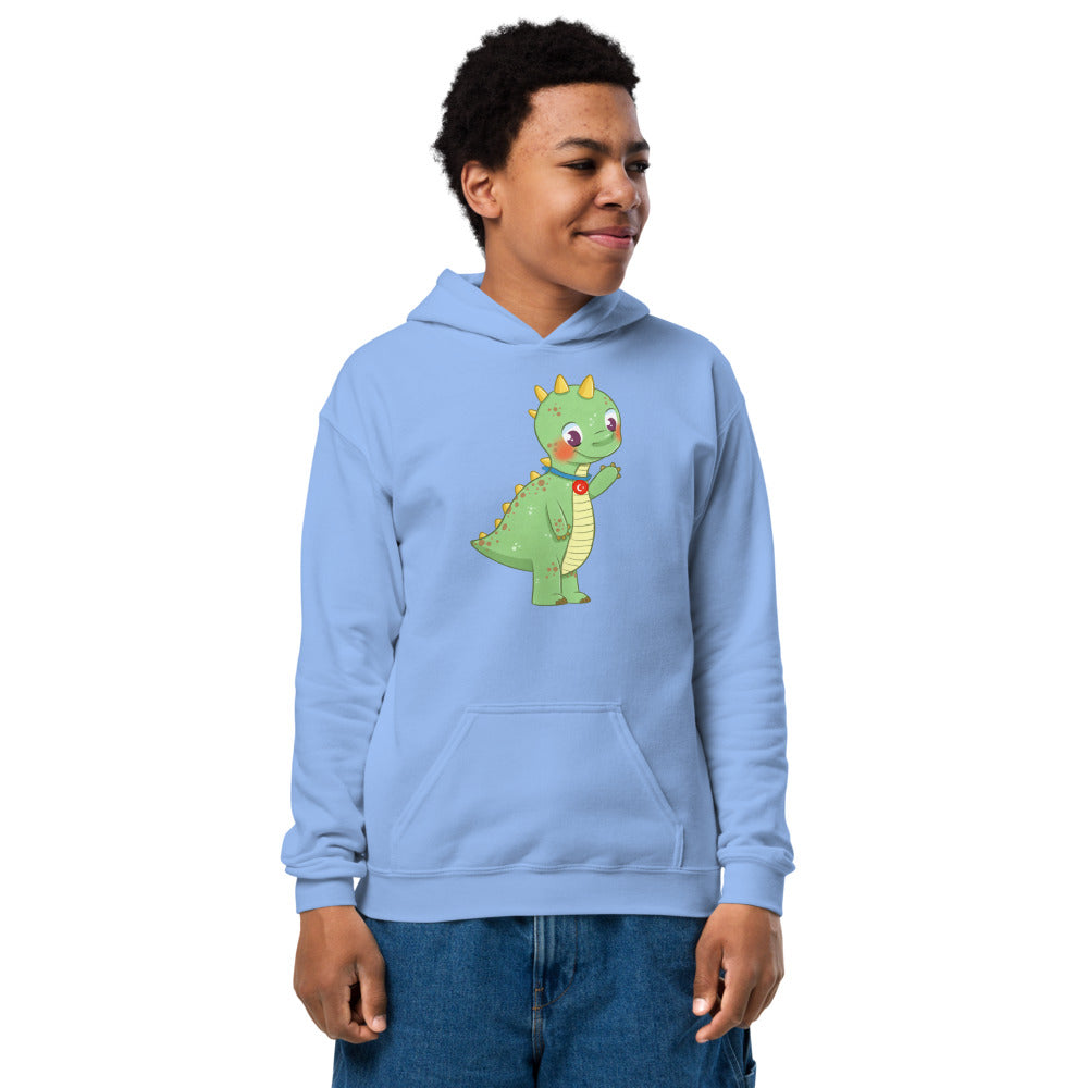 Dino Dinosaur Kids' Heavy Blend Hoodie (Youth Sizes), Roots & Talks - Carolina Blue