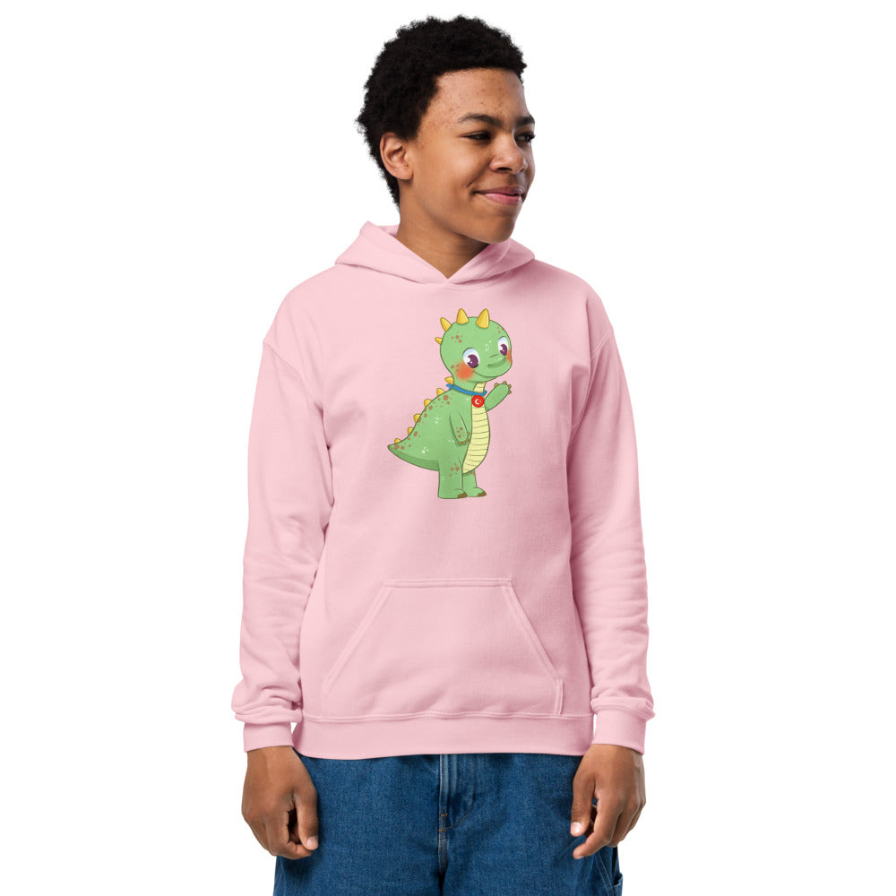 Dino Dinosaur Kids' Heavy Blend Hoodie (Youth Sizes), Roots & Talks - Light Pink