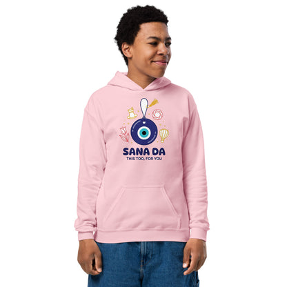 Sana Da Kids' Heavy Blend Hoodie (Youth Sizes), Roots & Talks - Light Pink