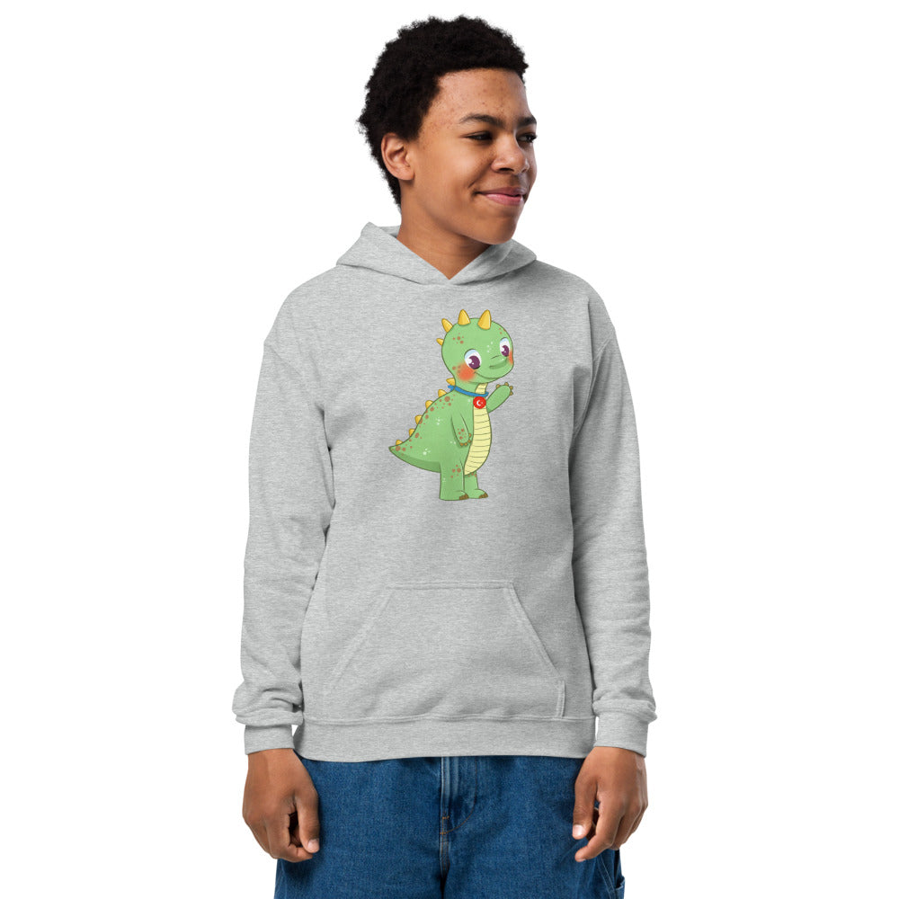 Dino Dinosaur Kids' Heavy Blend Hoodie (Youth Sizes), Roots & Talks - Sport Grey
