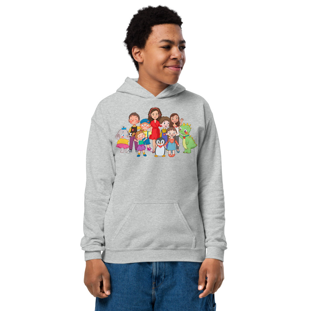 All the Characters Together Kids' Heavy Blend Hoodie (Youth Sizes), Roots & Talks - Sport Grey