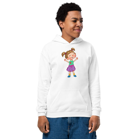 Ela Character Kids' Heavy Blend Hoodie (Youth Sizes), Roots & Talks - White