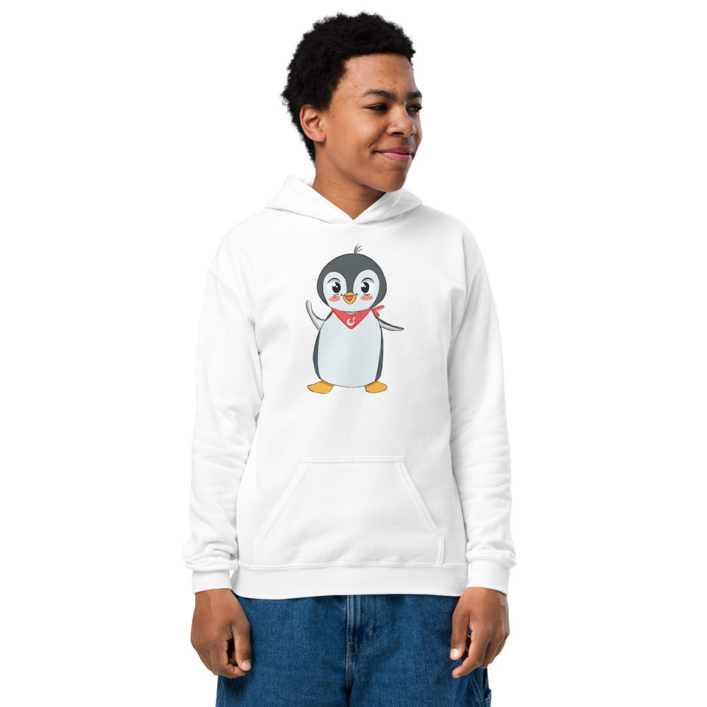 Pingucan Penguin Kids' Heavy Blend Hoodie (Youth Sizes), Roots & Talks - White