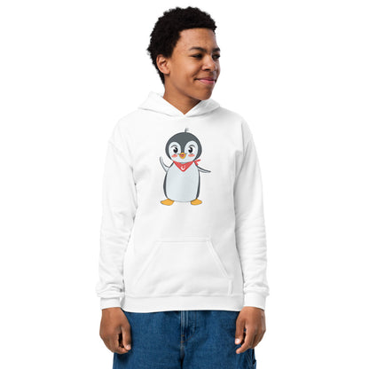 Pingucan Penguin Kids' Heavy Blend Hoodie (Youth Sizes), Roots & Talks - White
