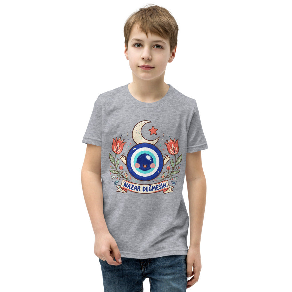 Nazar Değmesin Kids' T-Shirt (Youth Sizes), Roots & Talks - Athletic Heather