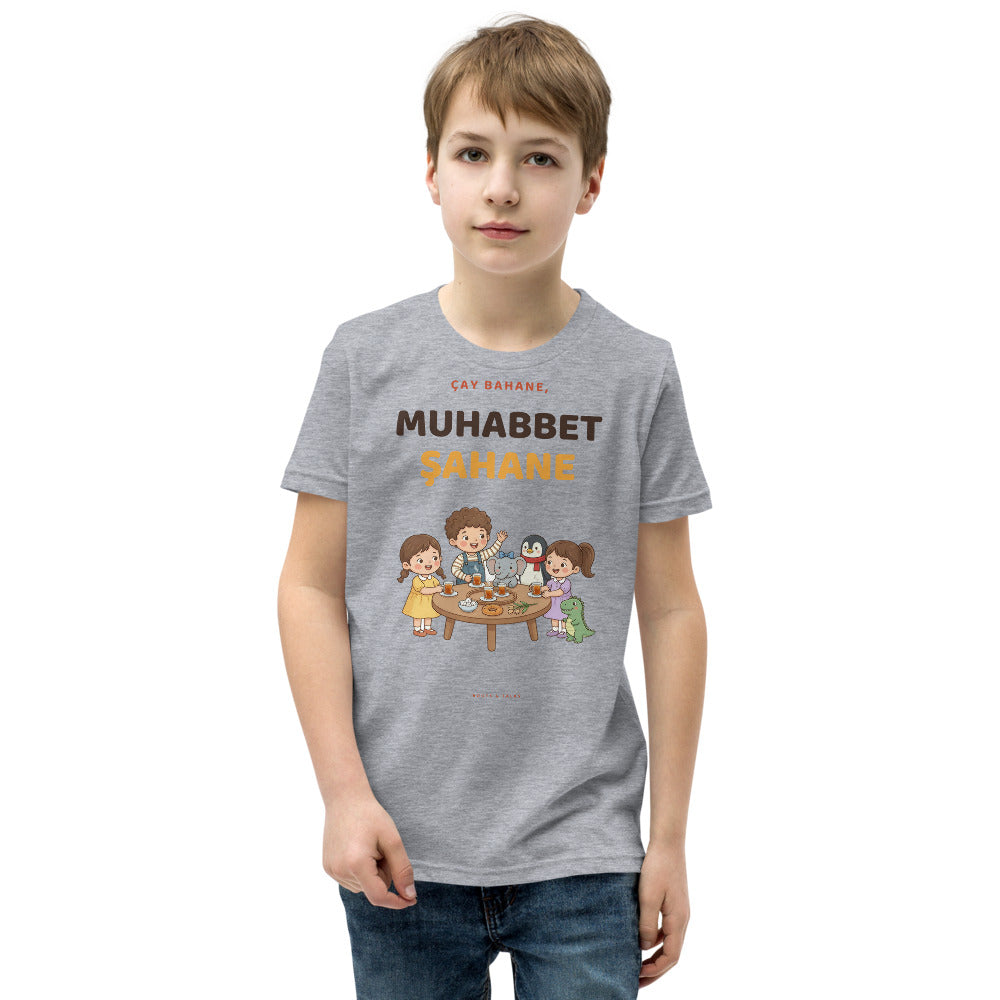 Çay Bahane, Muhabbet Şahane Kids' T-Shirt (Youth Sizes), Roots & Talks - Athletic Heather