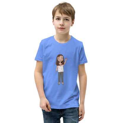 Defne Character Kids' T-Shirt (Youth Sizes), Roots & Talks - Heather Columbia Blue