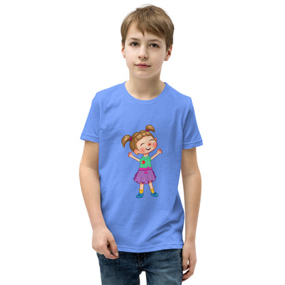 Ela Character Kids' T-Shirt (Youth Sizes), Roots & Talks - Heather Columbia Blue