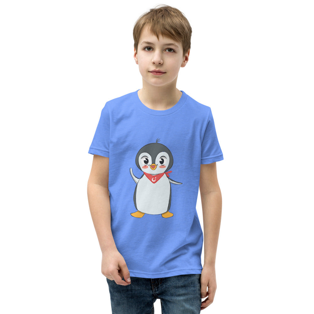Pingucan Penguin Kids' T-Shirt (Youth Sizes), Roots & Talks - Heather Columbia Blue