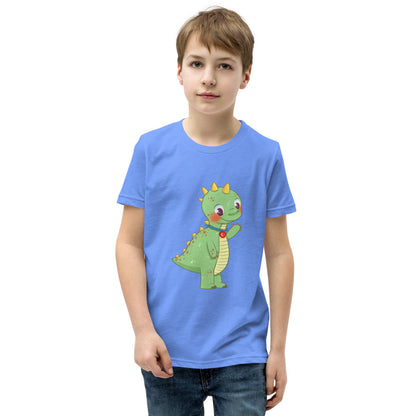 Dino Dinosaur Kids' T-Shirt (Youth Sizes), Roots & Talks - Heather Columbia Blue