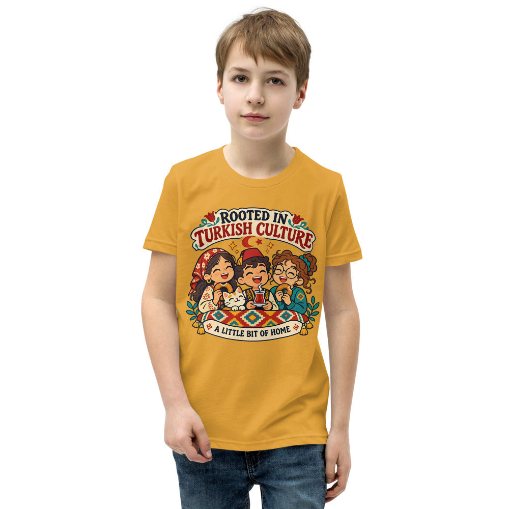 Rooted in Turkish Culture Kids' T-Shirt (Youth Sizes), Roots & Talks - Mustard