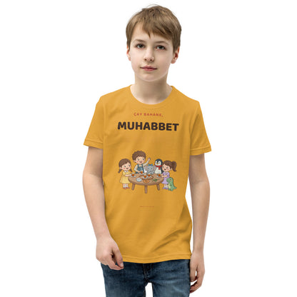 Çay Bahane, Muhabbet Şahane Kids' T-Shirt (Youth Sizes), Roots & Talks - Mustard
