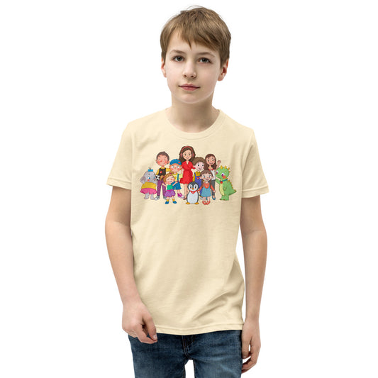 All the Characters Together Kids' T-Shirt (Youth Sizes), Roots & Talks - Natural